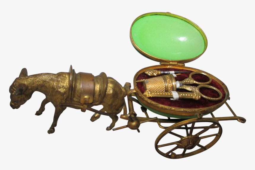 Palais Royal Etui Brass Donkey Pulling Green Opaline, HD Png Download