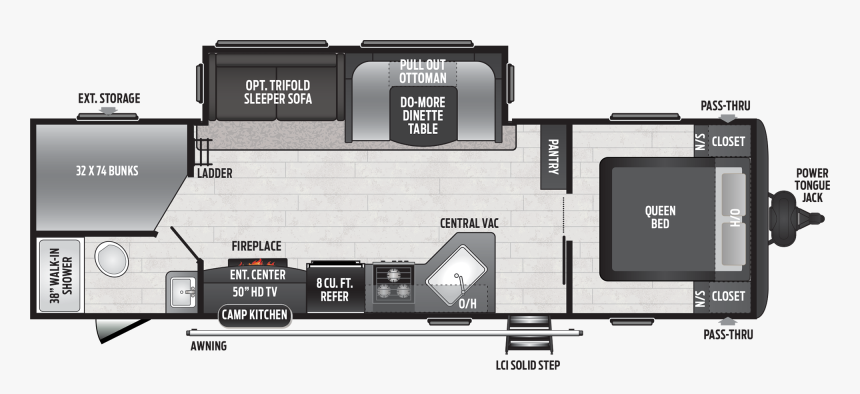 Keystone Hideout 28bhs Floor Plan, HD Png Download