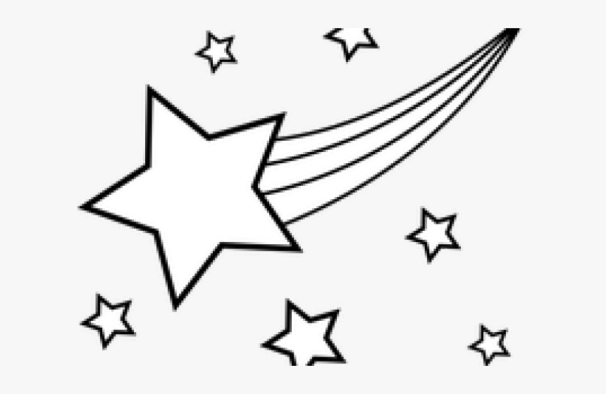Transparent Starburst Clipart Black And White - Shooting Star Black And White, HD Png Download