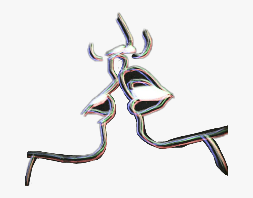 #kiss #kissing #outline #neon #lips #love - Graphic Design, HD Png Download