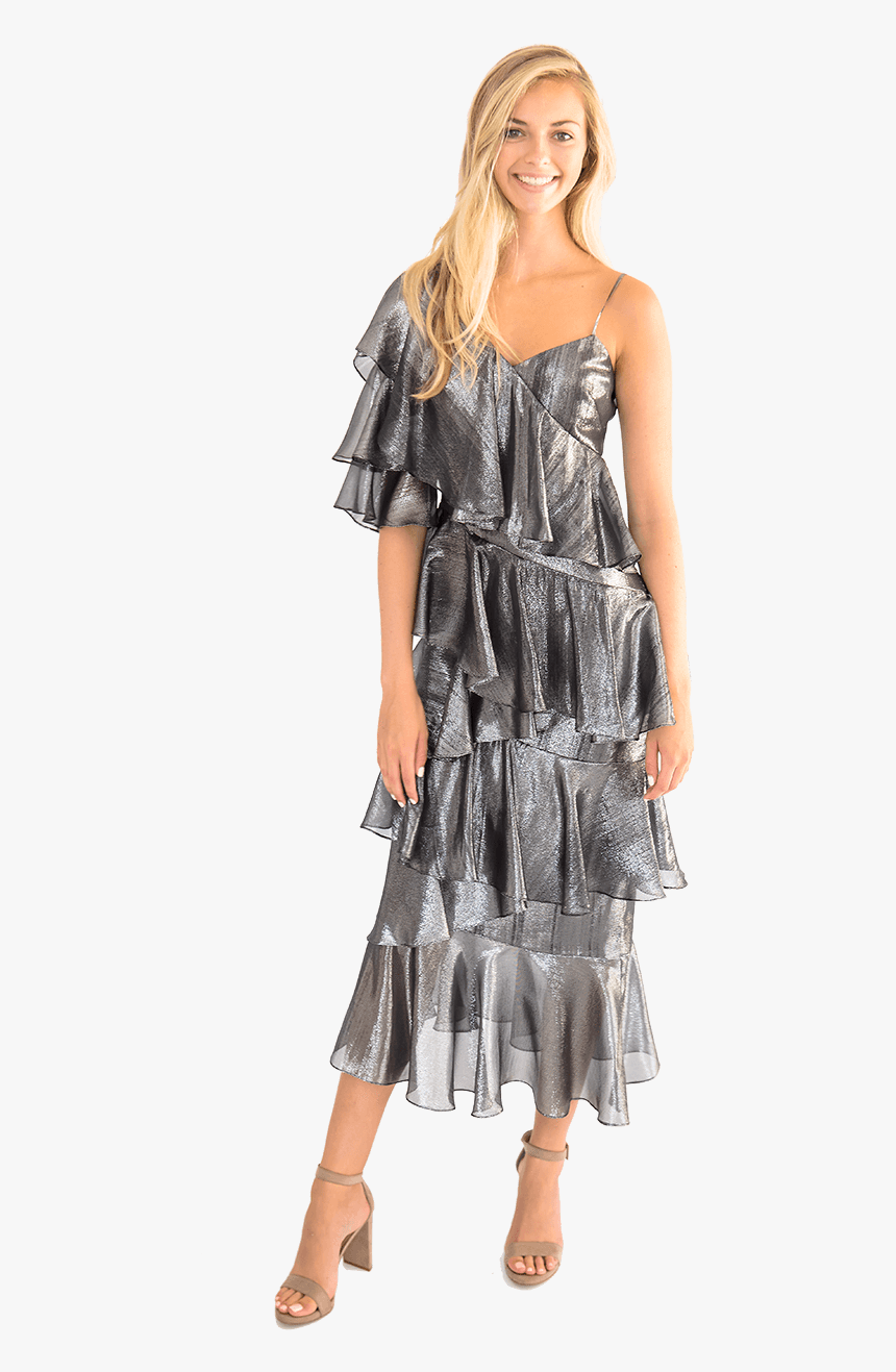 Bowie Gunmetal Ruffle Dress - Day Dress, HD Png Download