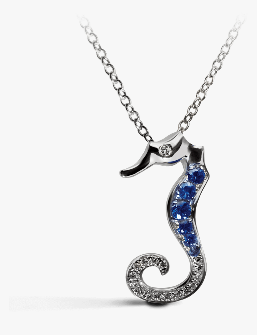 Seahorse Blue With Diamonds Necklace - Necklace, HD Png Download