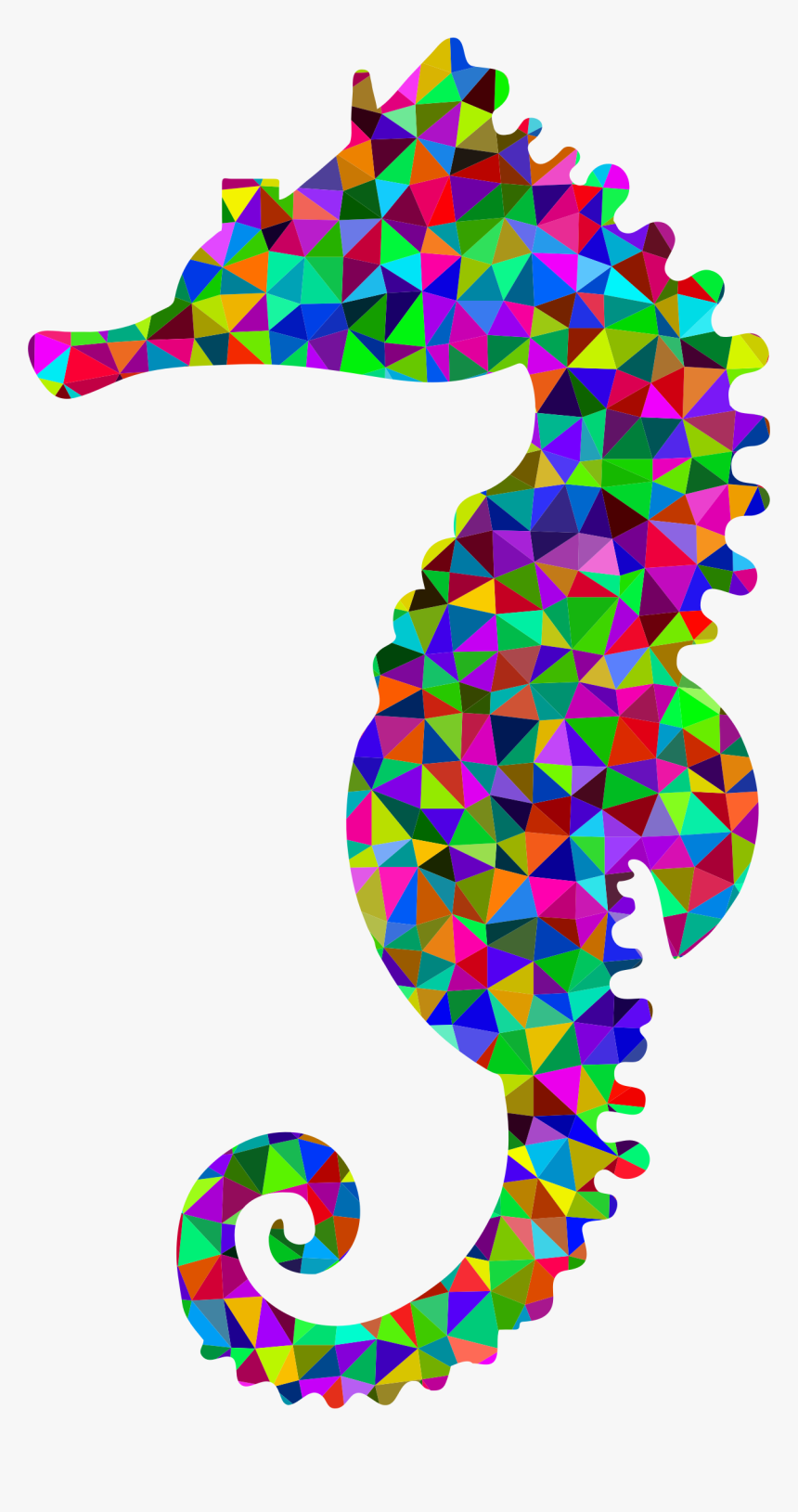 Low Poly Prismatic Seahorse Silhouette 2 Clip Arts - Low Polygon Seahorse, HD Png Download