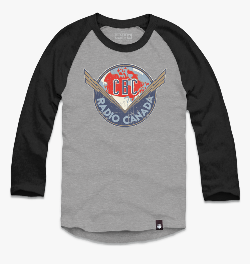 Vintage Cbc Thunderbolt Logo Grey With Black Raglan - Raglan Sleeve, HD Png Download