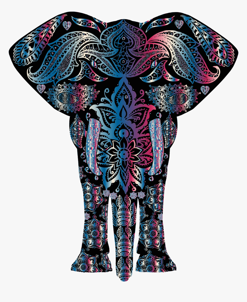 Bejeweled Floral Pattern Elephant Clip Arts - Mandala Colorful Elephant Art, HD Png Download