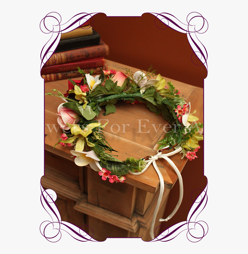 Flower Crown Silk Orchid Rose Frangipani Flower Halo - Groom Boutonniere, HD Png Download