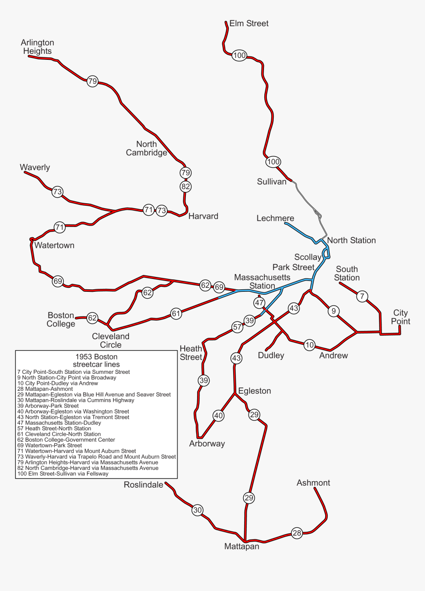 Boston Trackless Trolley Map, HD Png Download