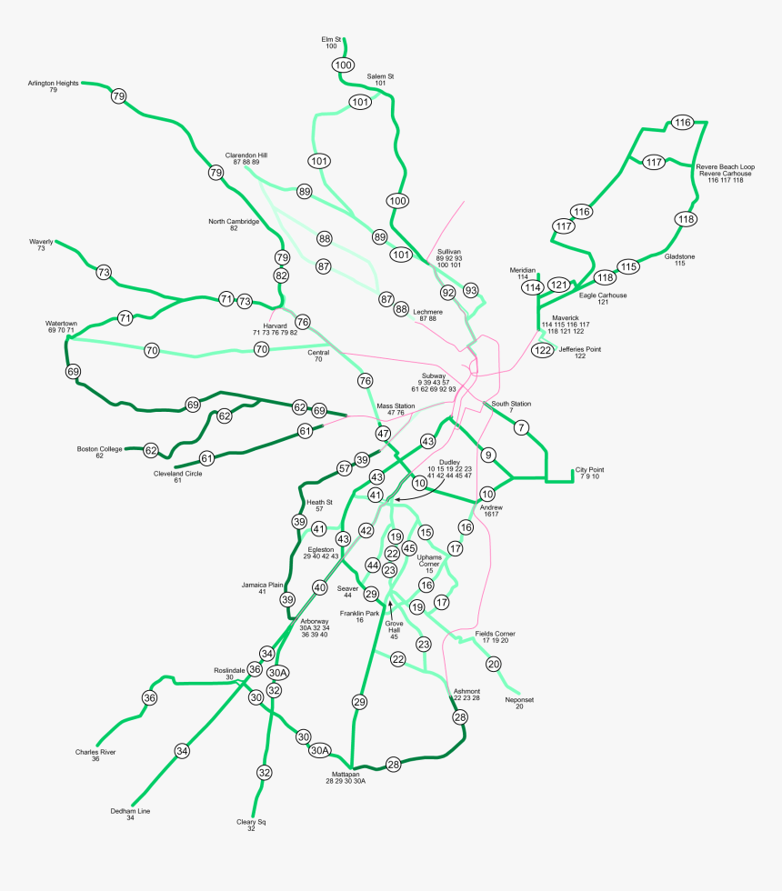 Historic Boston Streetcar Map, HD Png Download