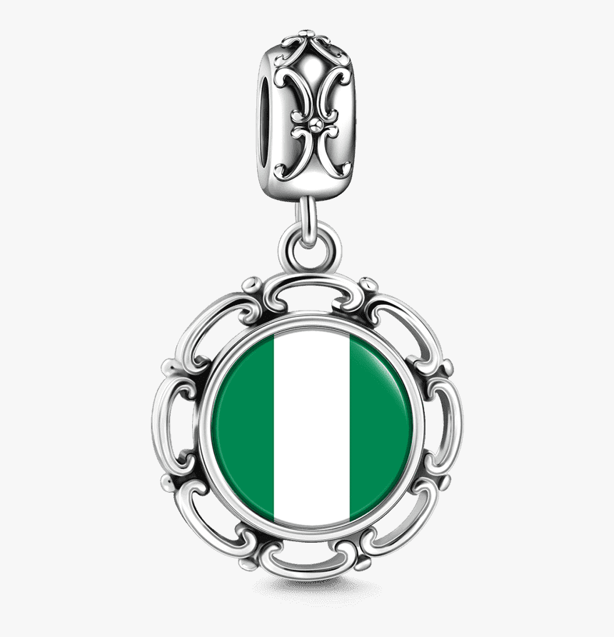 Nigeria Flag Dangle Charm Silver 
 Class - Locket, HD Png Download