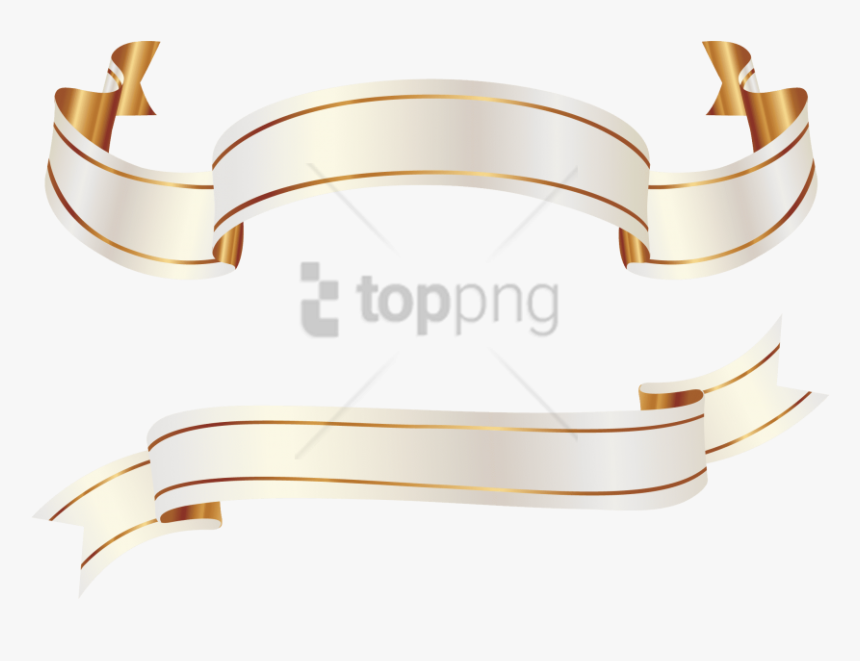 Free Png Gold Banner Ribbon Png Png Images Transparent - White Gold Ribbon Vector, Png Download