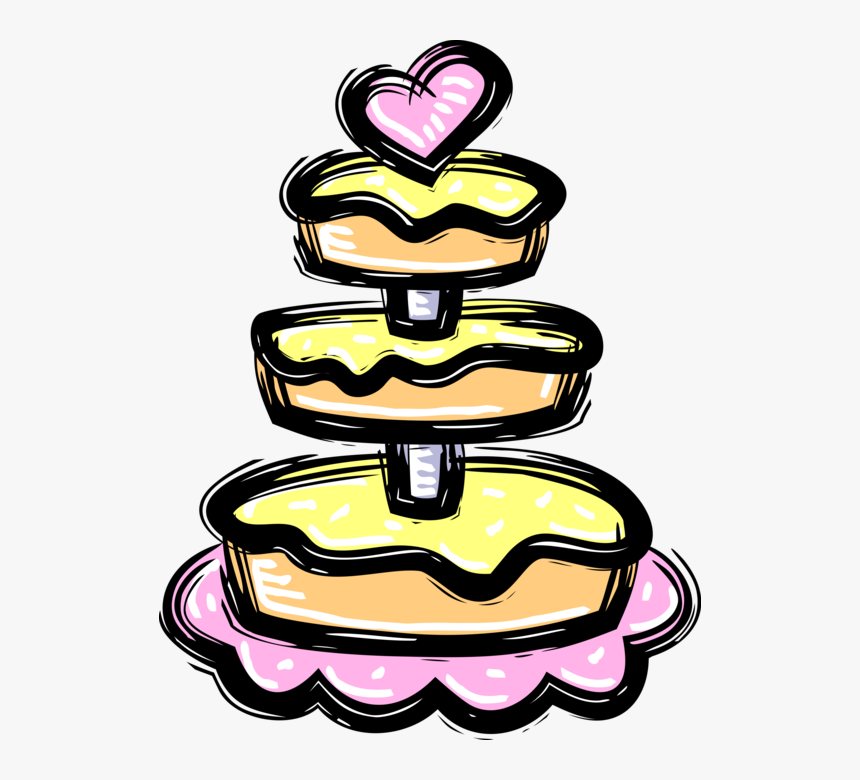 Vector Illustration Of Three-tiered Wedding Cake Traditional - Wedding Cake, HD Png Download