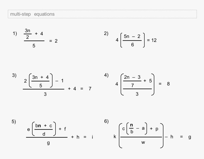 Two Step Equations With Fractions, HD Png Download