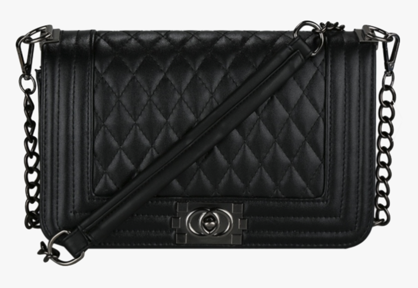 Black Leather Crossbody Bag With Quilted Texture And - Cross Body Bag Transparent Background, HD Png Download