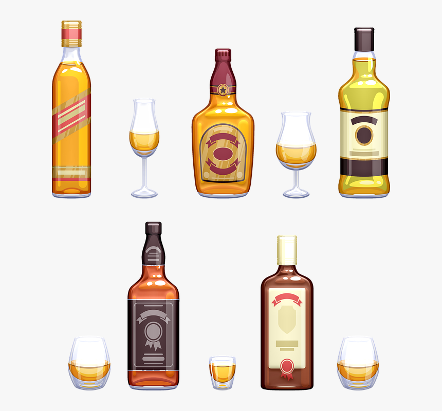 Whisky, Glasses, Bottles, Whiskey, Alcohol, Glass - Glass Bottle, HD Png Download