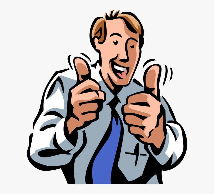 Vector Illustration Of Businessman Gives Two Thumbs, HD Png Download