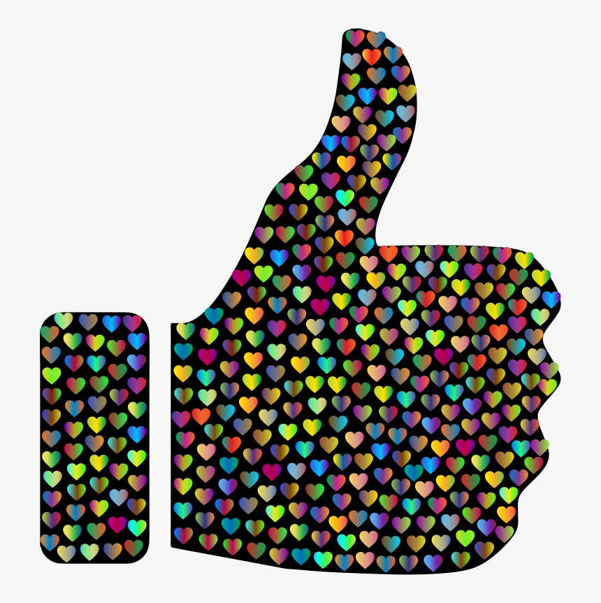 Prismatic Hearts Thumbs Up Silhouette - Thumbs Up Peace, HD Png Download