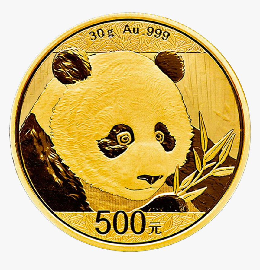 China Panda 30g Gold Coin 2018 Motif - Panda Gold Coin 2018, HD Png Download