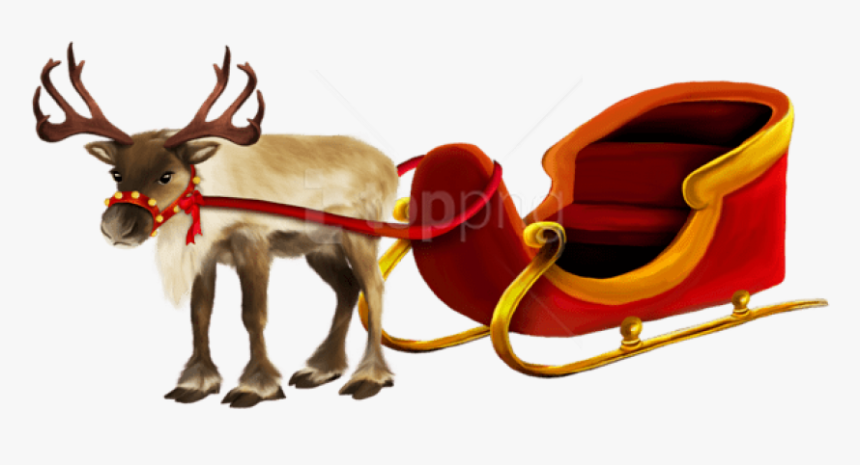 Christmas Reindeer Png - Reindeer And Sleigh Png, Transparent Png