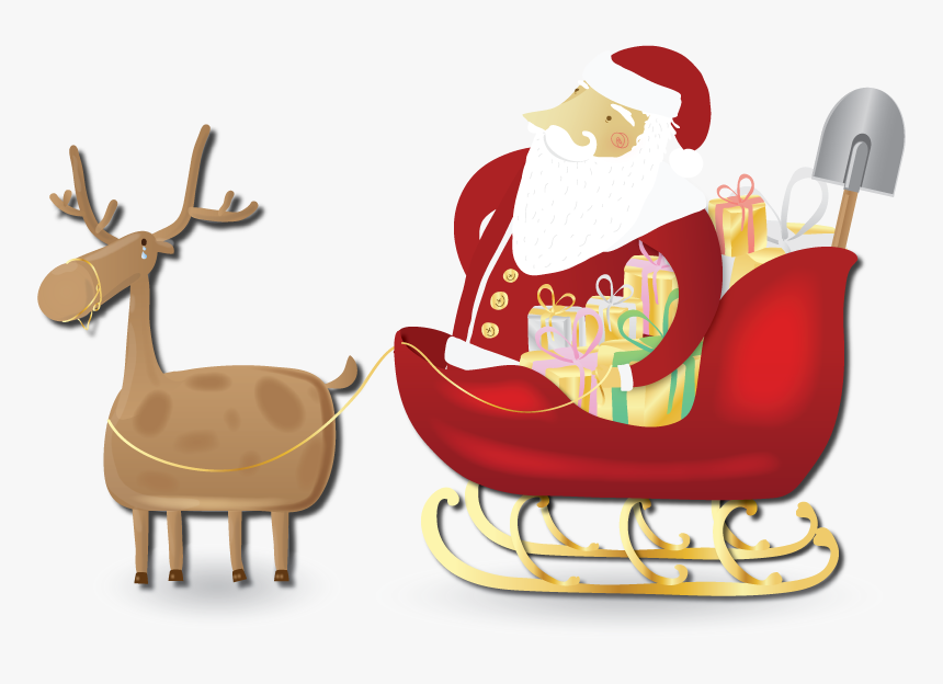 Transparent Stock Rudolph Claus Reindeer Sled Clip - Santa Claus, HD Png Download
