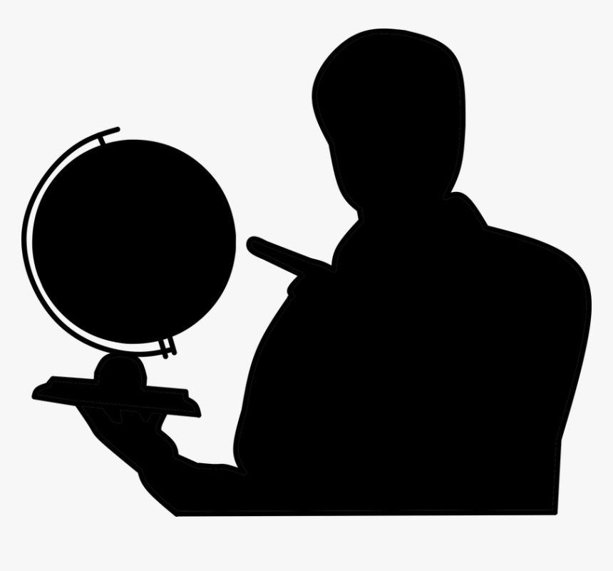 Teacher, Geographic, Man, Pointing, Globe, Hand, Cutout - Teacher Silhouette No Background, HD Png Download