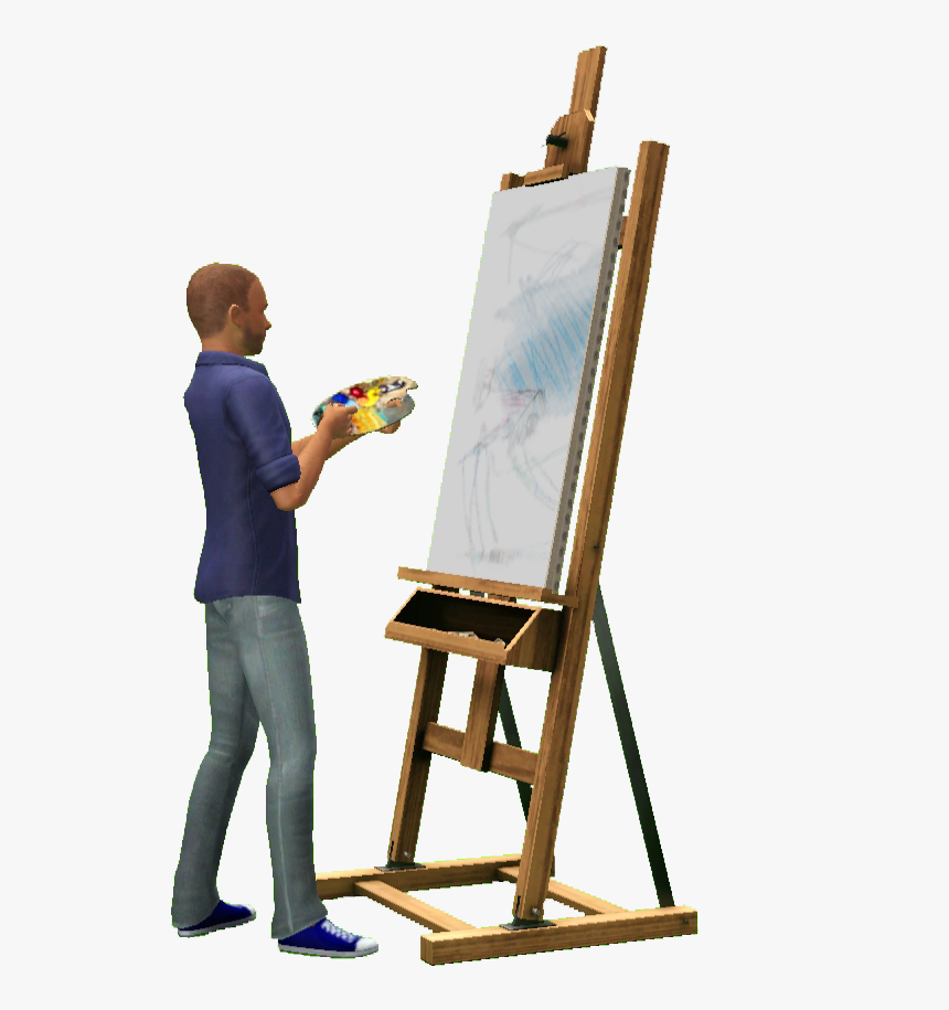 Dibujo De Un Hombre Pintando Un Cuadro, HD Png Download