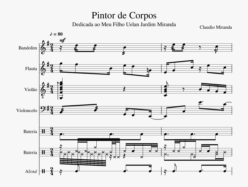 Pintor De Corpos Dedicada A Uelan Jardim Miranda Piano - Sheet Music, HD Png Download