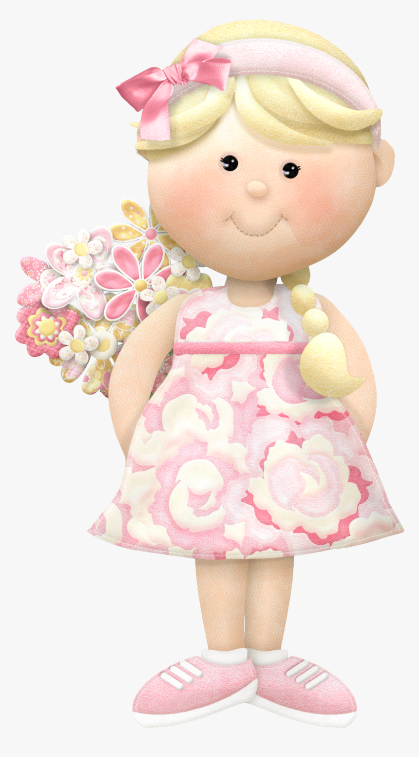 Muñequita Y Ramo De Flores Girl4maryfran - Muñequitas Con Flores, HD Png Download