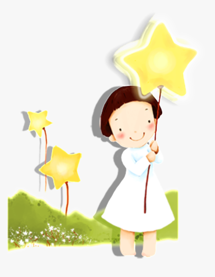 Cartoon Fairytale Pentagram Girl Pattern, HD Png Download