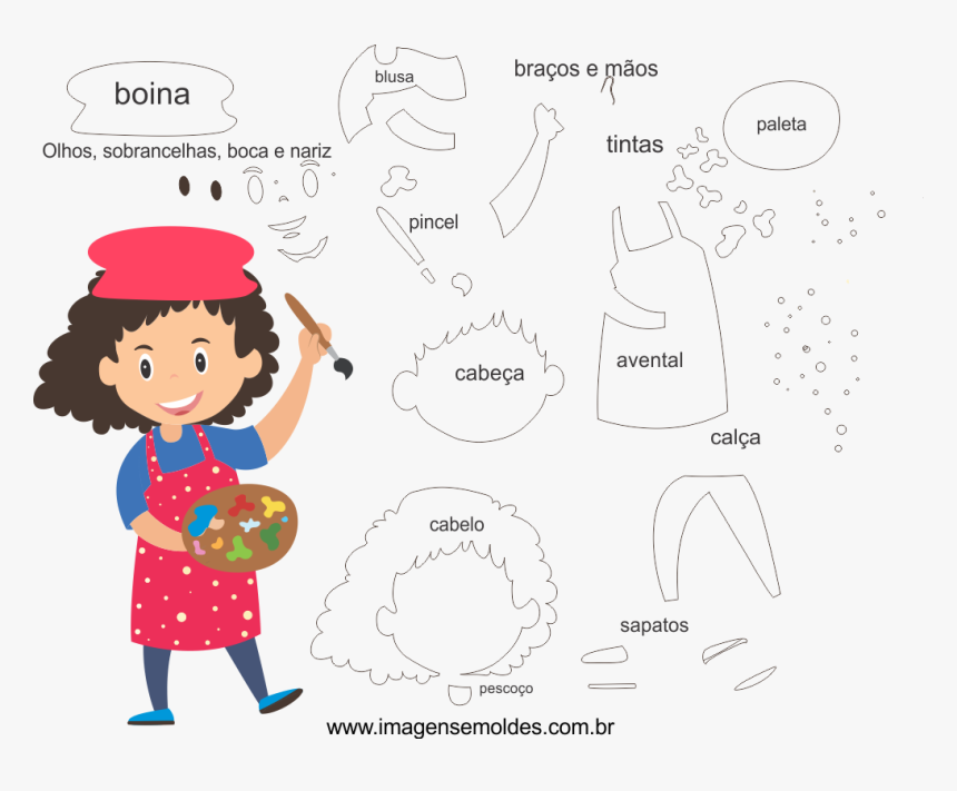 Molde De Artista 1 Para Eva, Feltro, E Artesanato, - Molde De Pintor Em Eva, HD Png Download