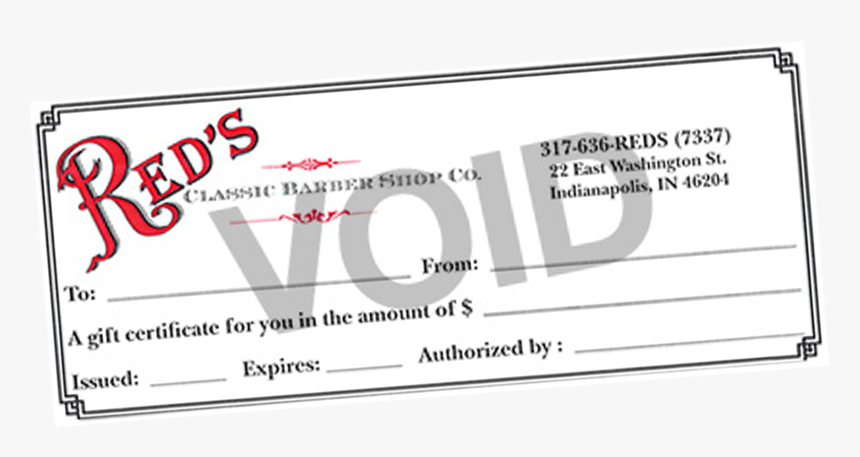 Reds Gift Certificates - Red's Barber Shop, HD Png Download
