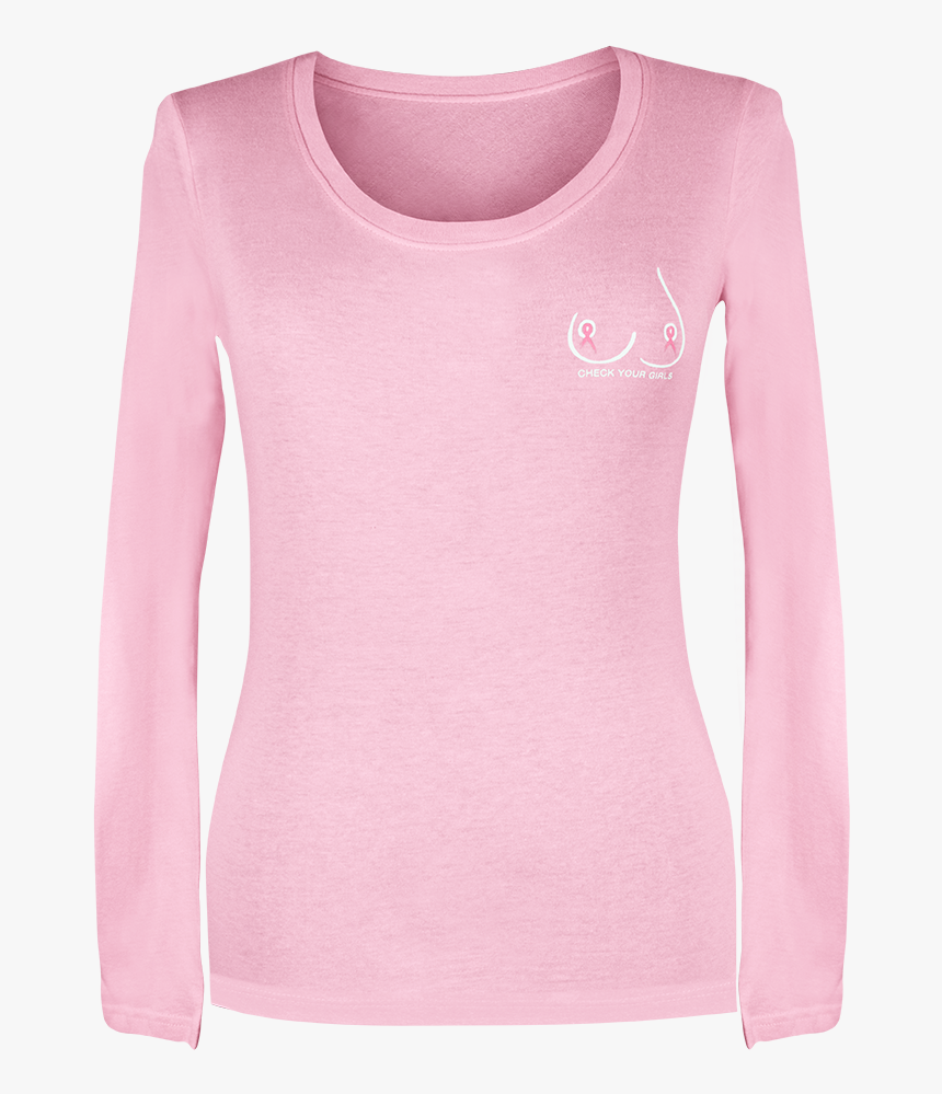 9 Pink Long Sleeve Front - Pink Long Sleeve Shirt For Girls, HD Png Download