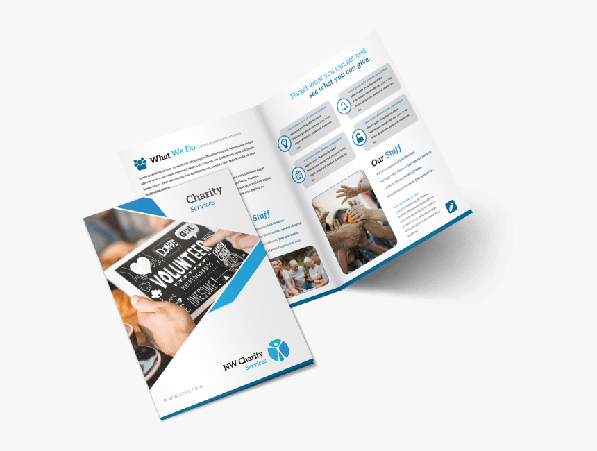 Clean Charity Bi-fold Brochure Template Preview - Bi Fold Brochure Png, Transparent Png