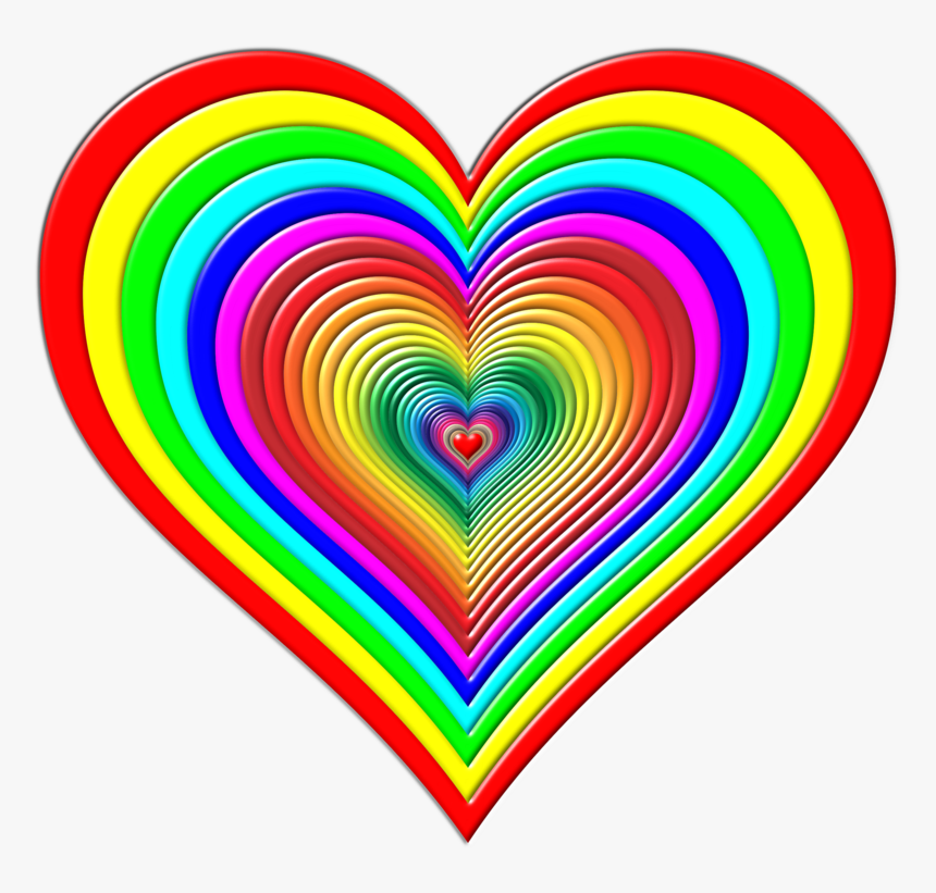 Heart,organ,symmetry - Heart With Rainbow Colors, HD Png Download