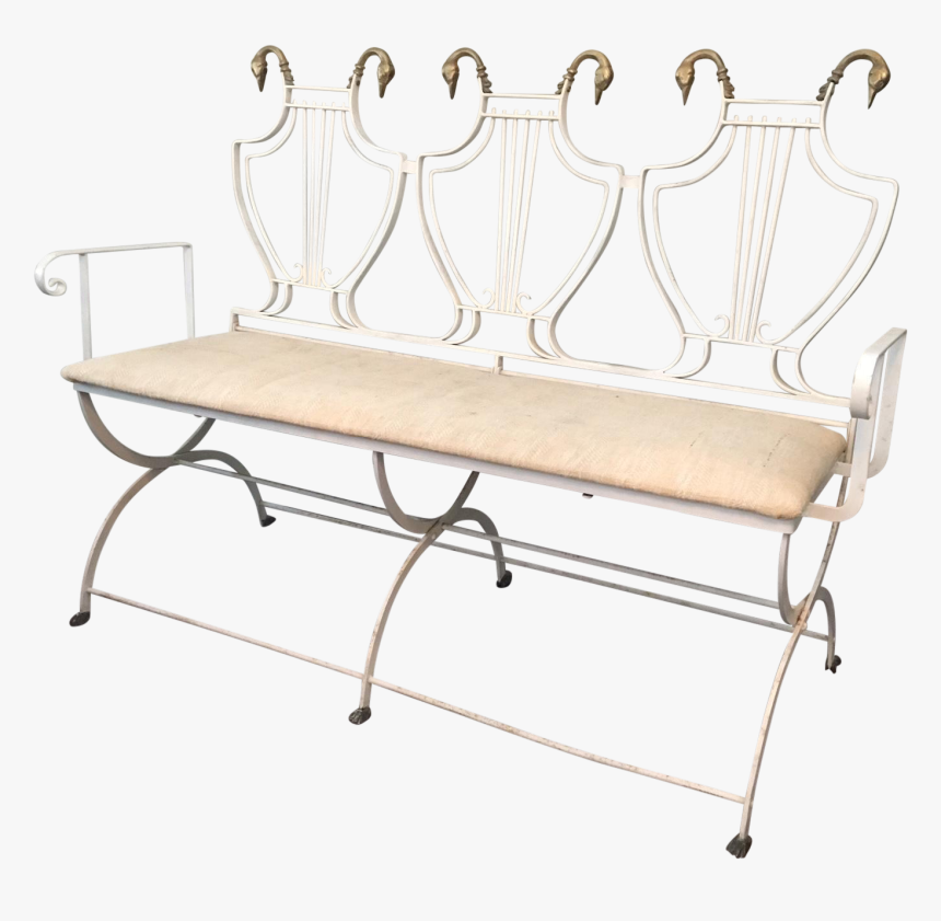 Vintage Lyre Back Regency Swan Head X-form Wrought, HD Png Download