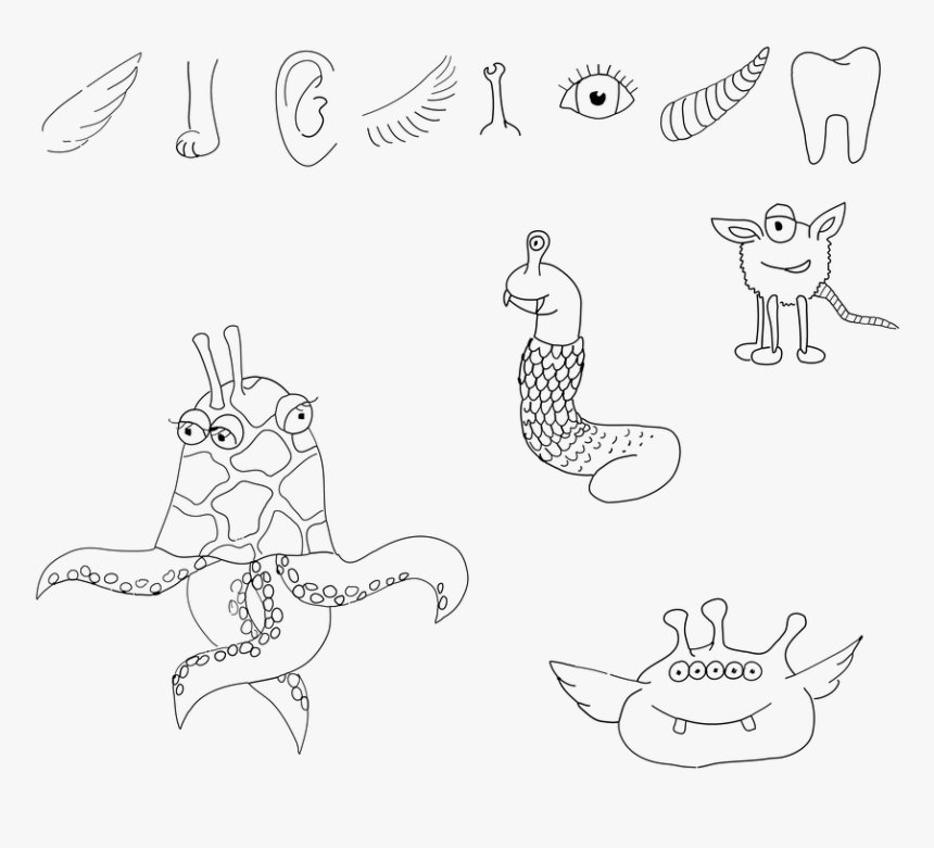 Monster, The Specter Of, The Bogeyman, Alien, Eye - Line Art, HD Png Download