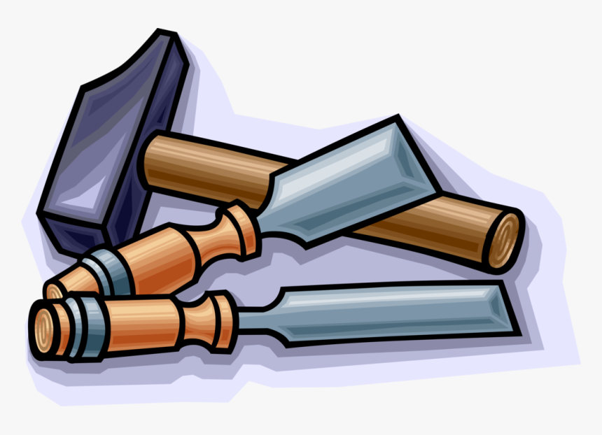 Vector Illustration Of Carpentry And Woodworking Wood - Hammer Und Meißel Clipart, HD Png Download