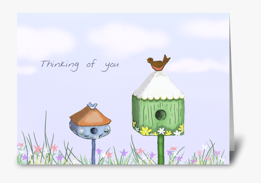 Birdhouse Thinking Of You Card Greeting Card - Cartoon, HD Png Download