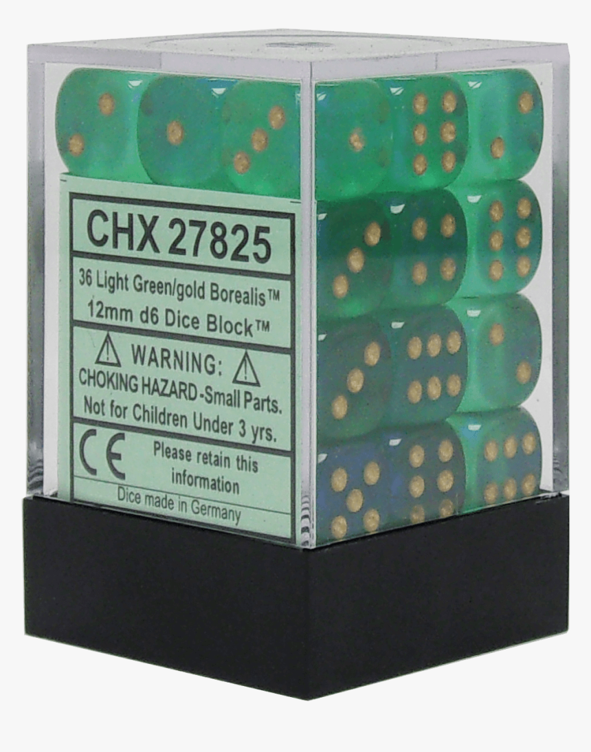 Borealis Light Green With Gold 12mm D6 - Box, HD Png Download