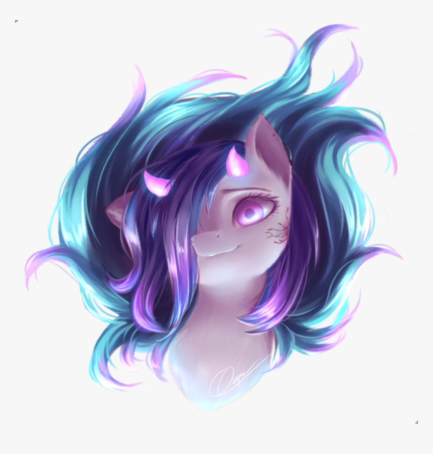 Zukiq314, Bust, Demon Pony, Hair Over One Eye, Horns, - Illustration, HD Png Download