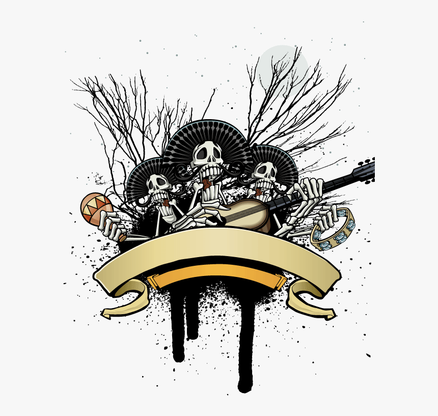 Guitar Material Vector Halloween Skull Free Transparent - Calaveras Png Halloween, Png Download