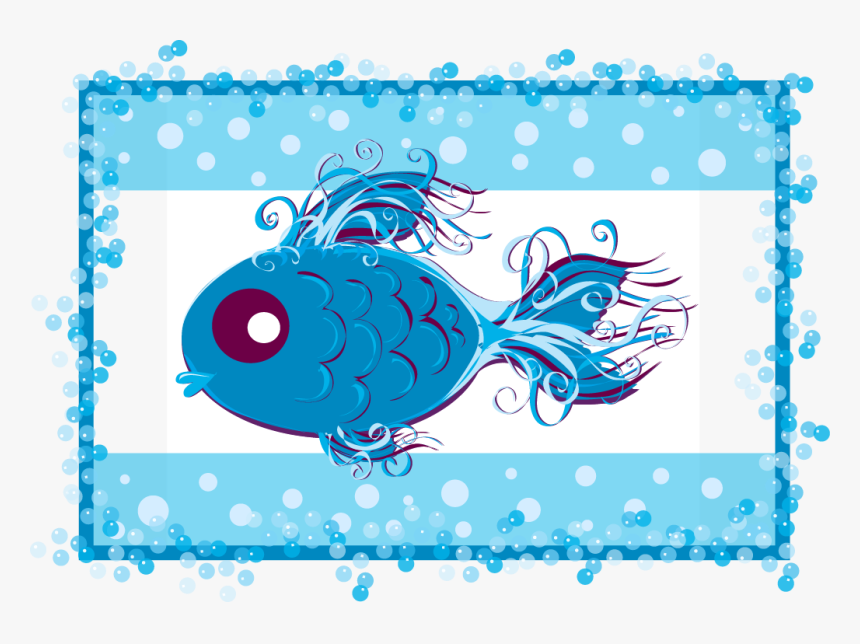 An Illustration Of An Artistic Blue Fish Swimming On, HD Png Download
