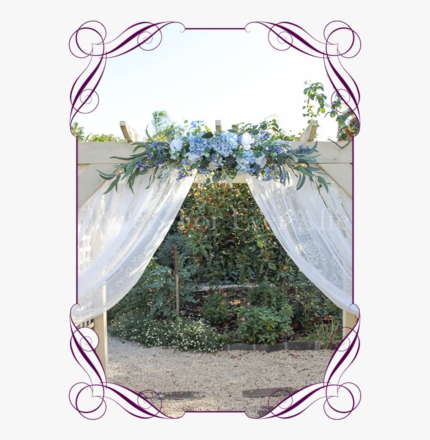 Silk Artificial Light Blue And White Wedding Arbor - White And Coral Bridesmaid Bouquets, HD Png Download
