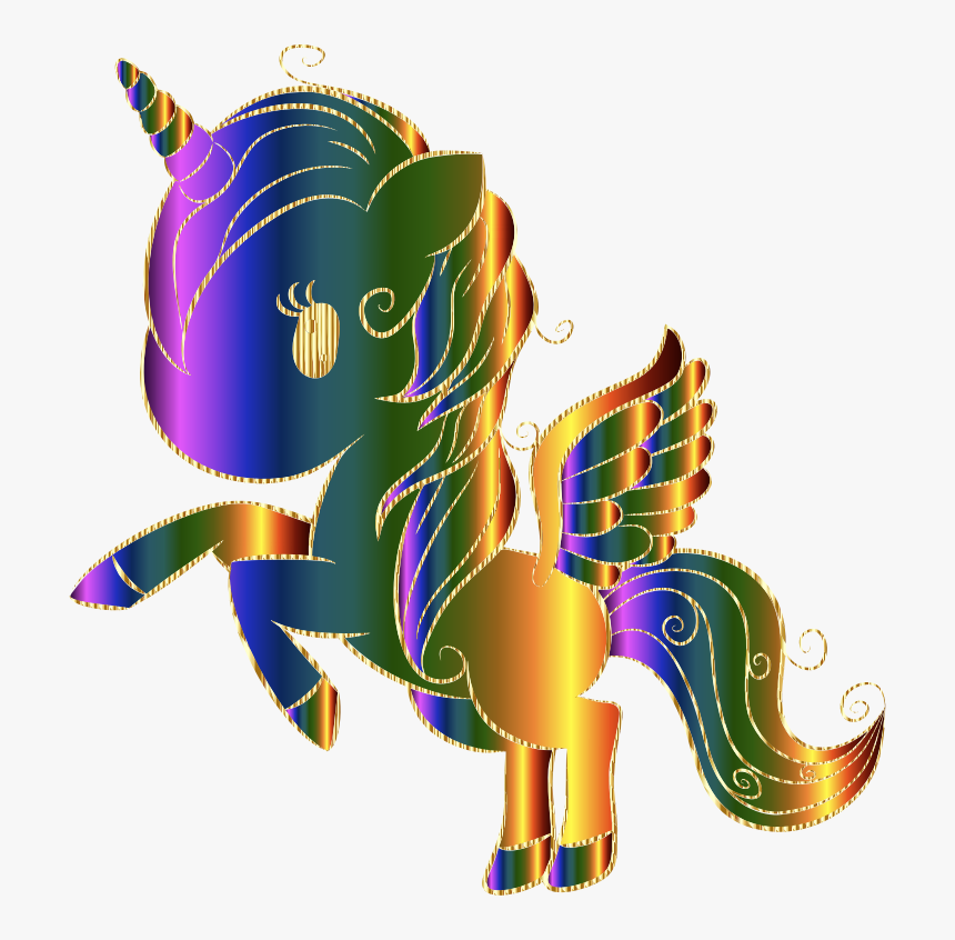 Transparent Gold Unicorn Png - Design Unicorn Siluet, Png Download