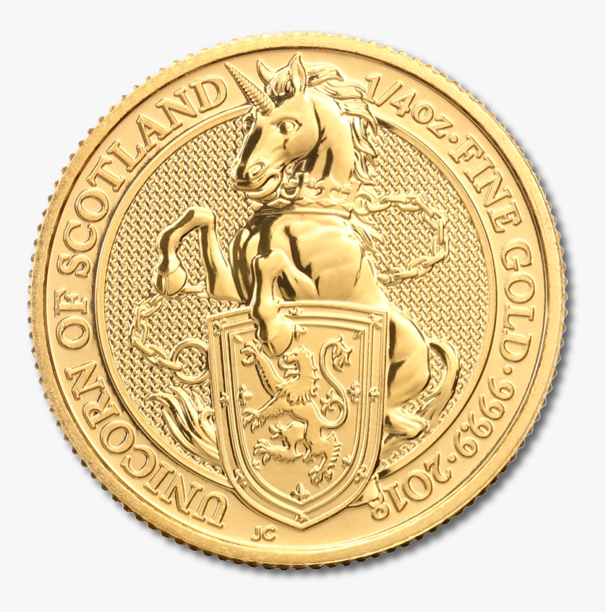 Queen S Beasts Unicorn 1/4oz Gold Coin 2018 Motif - St Mary's High School Logo, HD Png Download