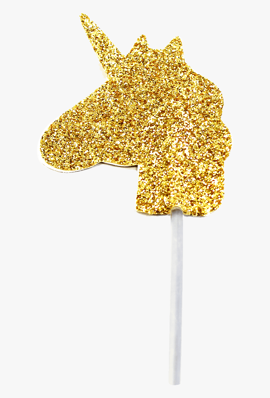 Glitter Cupcake Toppers - M556 Gold Glitter Unicorn, HD Png Download