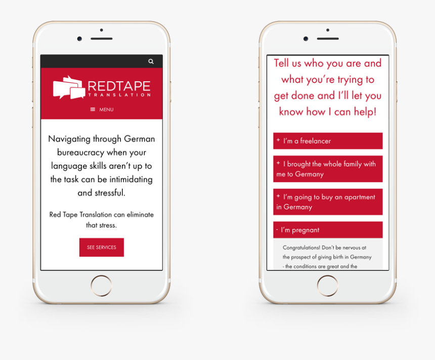 Red Tape Translation Responsive Website On Mobile - Iphone, HD Png Download