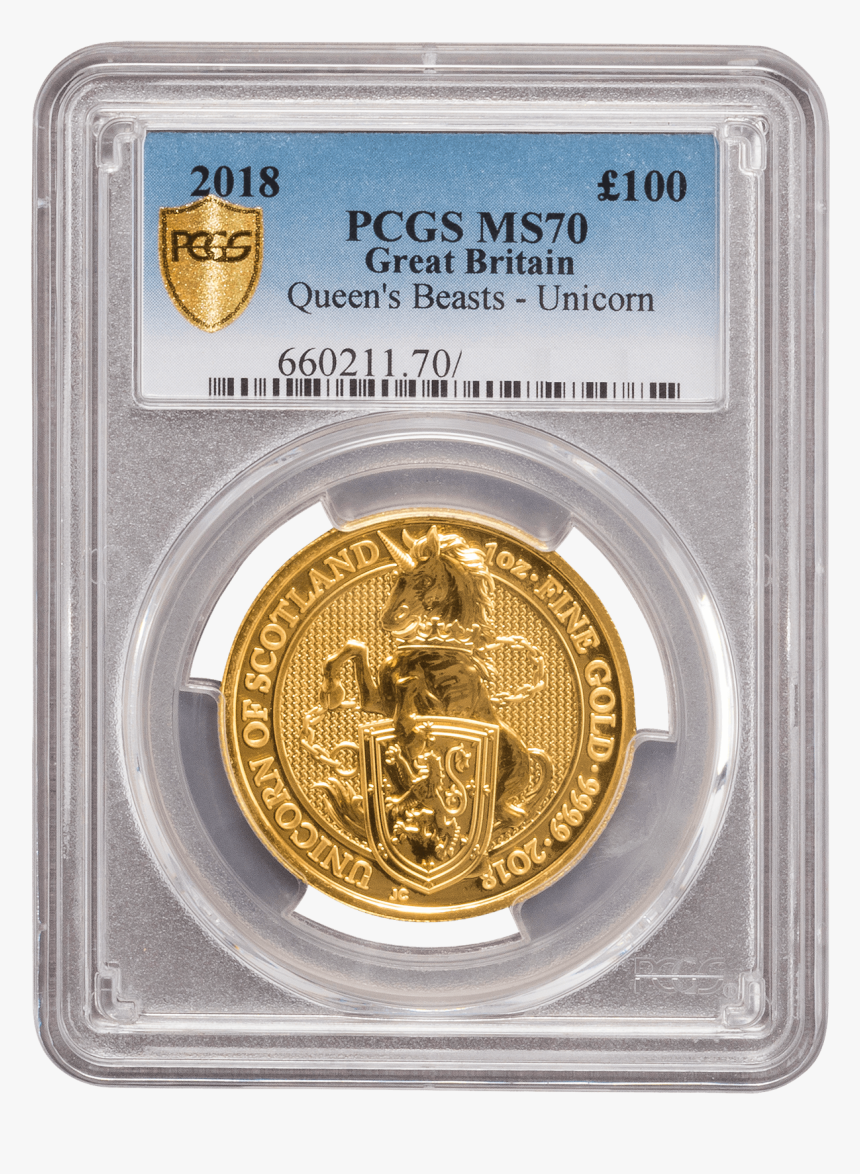 Picture Of Pcgs 2018 1oz Gold Queen S Beast Unicorn - Cash, HD Png Download