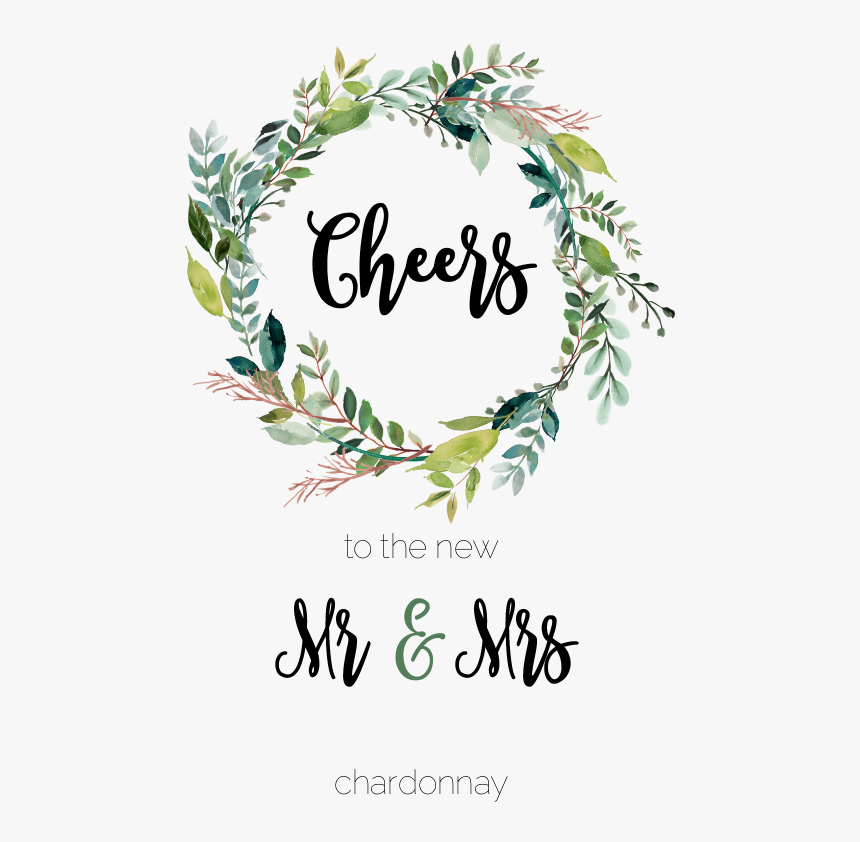 Mr & Mrs Wedding Wreath - Watercolor Leaf Wreath Png, Transparent Png