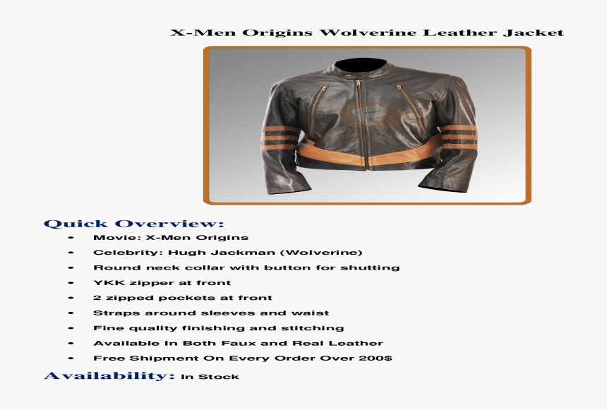 Transparent Wolverine Hugh Jackman Png - Leather Jacket, Png Download