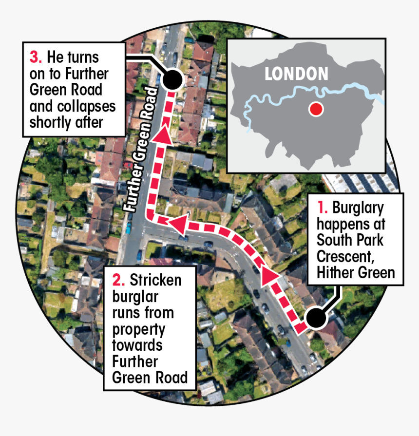The Suspected Burglar S Route After Leaving The House, - Plan, HD Png Download